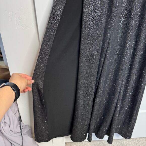 Lucy In The Sky Black Glitter Maxi Side Slit Halter Formal Prom Dress Size Small - Picture 5 of 7